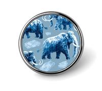 Broche redondo de metal con estampado de mamut lanudo de 2,5 cm | Accesorios de decoración novedosos para ropa, sombreros, bolsos y corbatas para hombres y mujeres.