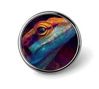 Broche redondo de pintura abstracta de lagarto para hombres y mujeres, insignia, collar, vestido, chaqueta, mochila, accesorios