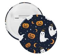 Broche redondo de solapa con diseño de calabaza, fantasma, luna, Halloween, para mochilas, sombreros, decoración de ropa, 5PCS, Acero aleado, No es una piedra preciosa