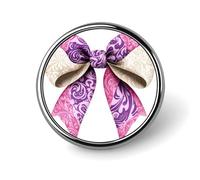 Broche redondo de tela color crema con lazo rosa y morado para hombres y mujeres, insignia, collar, vestido, chaqueta, mochila, accesorios