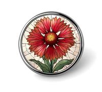 Broche redondo de vidrieras indias rojas y rosas silvestres para hombres y mujeres, insignia de moda, collar, vestido, chaqueta, mochila, accesorios