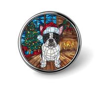 Broche redondo de vitral con gorro de Papá Noel para hombre y mujer, insignia de moda, alfiler para cuello, vestido, chaqueta, mochila, accesorios.