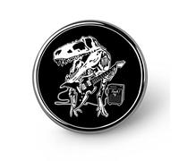 Broche redondo divertido con diseño de dinosaurio Rex tocando la guitarra, para solapa, corbata, joyería, decoración, insignia para hombres y mujeres, a la moda.
