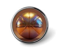 Broche redondo metálico de baloncesto 3D para hombres y mujeres, insignia de moda, collar, vestido, chaqueta, mochila, accesorios