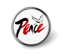 Broche redondo minimalista con forma de paloma blanca de Word PEACE para hombre y mujer, insignia de moda, alfiler para cuello, vestido, chaqueta, mochila, accesorios.