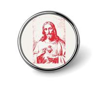 Broche redondo minimalista del Sagrado Corazón de Jesús para hombre y mujer, insignia de moda, alfiler para cuello, vestido, chaqueta, mochila, accesorios