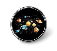 Broche redondo negro con diseño de planetas del sistema solar, universo, galaxia y espacio, unisex, suave, para solapa de corbata, insignia ligera, joyería, artesanía, decoración para disfraz, acce