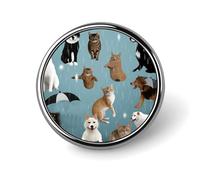 Broche redondo personalizado con diseño de gatos y perros lloviendo, alfileres de corbata de moda para hombres y mujeres, accesorio decorativo para disfraces.