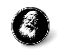 Broche redondo sencillo de Papá Noel sonriente en blanco y negro para hombre y mujer, insignia de moda, alfiler para cuello, vestido, chaqueta, mochila, accesorios.