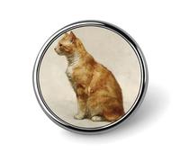 Broche redondo vintage de gato atigrado naranja para hombre y mujer, insignia de moda, alfiler para cuello, vestido, chaqueta, mochila, accesorios.