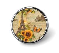Broche redondo vintage de la Torre Eiffel de París británico con insignia de metal, pin de solapa, chaqueta, sombrero, bolsa, accesorios