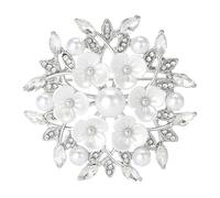 Broche resistente de perlas para mujer, ideal para eventos especiales y declaraciones de moda diarias, joyería de perlas y flores, talla única, como se describe
