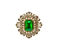 Broche retro victoriano de cristal esmeralda con flor para mujer, accesorios de regalo, color verde, talla única, Plástico, como se describe en