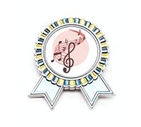Broche rojo redondo con diseño de notas musicales Movg, medalla para ganador del premio, Medium, Metal