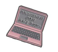 Broche rosa con forma de laptop para un estilo único y versátil para llevar Document It or It Didn't Happen, accesorio de moda