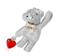 Broche simple con diseño de oso y corazón de aleación con diamantes de imitación para mochila, accesorio de moda, talla única, como se describe