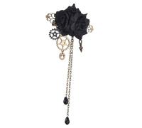 Broche Steampunk con borlas, cadena de rosas, broche para sombrero y vestido, color negro, 8cmx14cm, Plástico, como se describe en