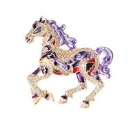 Broche tradicional chino con diseño de caballo de aleación para pieles sensibles, broche de aleación de animales, talla única, como se describe
