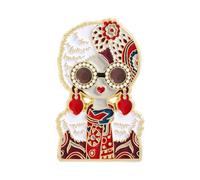 Broche único de cabeza de niña esmaltado, insignia de solapa, accesorio de artesanía de metal para uso diario, aleación de zinc, pin histórico coleccionable, One Size, Como se describe