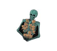 Broche único de esqueleto de gatos, diseño extraño de dibujos animados, alas, accesorio de aleación para ropa, bolsas, decoración, pin de aleación resistente de animales, talla única, como se describe