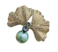 Broche único de hoja de gingko con diseño de plantas, hermoso pin de aleación con textura, accesorio de moda adecuado para ropa y bolsa, broche de hoja de ginkgo, talla única, como se describe