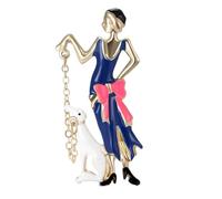 Broche único de niña caminando, accesorio de moda delicado portátil para ropa y bolsos, decoración casual, Metal