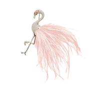 Broche único de plumas de flamenco con piedras de circonita, accesorio de solapa ligero para chaquetas, vestidos, accesorio de flamenco de moda, talla única, como se describe