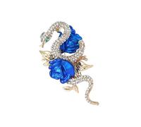Broche único de rosa y serpiente, elegante broche de rosa y serpiente, insignia artística diseñada para élites y mujeres, Medio, como se describe