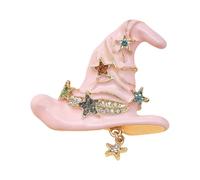 Broche único hecho a mano con sombrero de bruja con intrincados patrones de estrellas, ideal como regalo, adorno místico de pecho para Halloween, One Size, como se describe