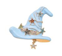 Broche único hecho a mano con sombrero de bruja con intrincados patrones de estrellas, ideal como regalo, adorno místico de pecho, elegante pin de solapa, One Size, como se describe