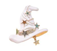 Broche único hecho a mano con sombrero de bruja con intrincados patrones de estrellas, ideal como regalo, adorno místico de pecho para Halloween, One Size, como se describe