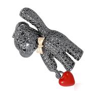 Broche versátil con forma de oso de corazón hecho de aleación, diseño simple, pin de diamantes de imitación para mejorar la moda diaria, talla única, como se describe