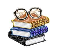 Broche versátil para libros y anteojos, fácil de llevar en abrigos, bufandas, bolsos, simbolizando sabidurías, unisex, adorno de moda, diamantes de imitación, broche de aleación, One Size, como se