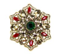 Broche vintage de copo de nieve con diamantes de imitación para mujeres y niñas, a la moda, rojo y verde, cristal barroco, broches grandes, broches de solapa, delicados y bohemios, para festivales de