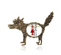 Broche vintage de lobo con diseño de Caperucita Roja, diseño de caricatura punk, as description, Plástico, como se describe en