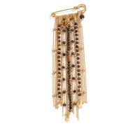 Broche vintage único que combina cuentas de piedra de ojo de tigre, cadenas en capas y elegante accesorio de noche con flecos, broche de cuentas hecho a mano, One Size, como se describe