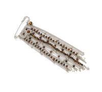 Broche vintage único que combina cuentas de piedra de ojo de tigre, cadenas en capas y elegante accesorio de noche con flecos, cadena multicapa, One Size, como se describe