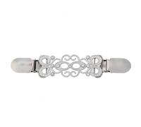 Broche vintage Wave para suéter y chal con diamantes de imitación para sujetar prendas Elegancia (Plata, M)