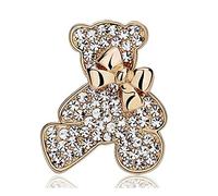 broches, Broche de oso cristal a la moda, broches animales dorados for mujer, for suéter, con diamantes imitación, regalos navidad, joyería