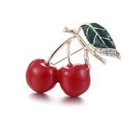 Broches Broche Mujer Moda Broche Cereza Broche Glitter Joyas de Cristal Charms Accesorios de Vestidos Vestido, Rojo, 3,4 * 3 cm Muy Práctico y Popular Lovely And Professional