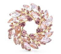 Broches clásicos de rama olivo circulares for mujer, con flores redondas cristal, for fiestas y oficinas Para Fiestas, Banquetes