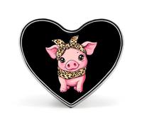 Broches con forma de cerdito con pañuelo de leopardo para mujer y hombre, con forma de corazón, ideales para fiestas y bodas.