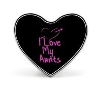 Broches con forma de corazón con el mensaje "Amo a mis tías", insignias decorativas con gráficos para sombreros, ropa y bolsos.