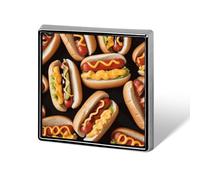 Broches cuadrados con diseño de perritos calientes, ideales para mochilas. Broches decorativos para mujeres y hombres. Insignias de moda para sombreros, mochilas, bolsos, chaquetas, camisas y trajes.