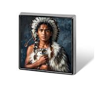 Broches cuadrados de aleación de aluminio con diseño de pueblos indígenas y lobos, insignias de solapa, decoración para hombres, mujeres, mochilas, ropa, chaquetas, regalo.