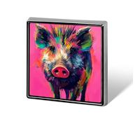 Broches cuadrados de metal con diseño de cerdos salvajes de colores, para solapa, chaqueta, sombrero, bolso, accesorios de decoración.