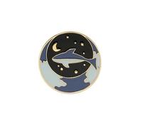 Broches de aleación chapados en oro y plata con diseño de ballena y estrella astronauta, ligeros, de 2,5 cm, para él, ella, romance, con temática espacial, talla única, como se describe