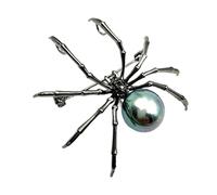 Broches de araña Pin de Halloween Spider Broche Pin de estilo victoriano Mother of Pearl Body and Micro Pave Brooches Pins Tono plateado, negro, decoraciones de Halloween