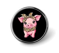 Broches de cerdito con pañuelo de leopardo para mujer y hombre, insignias de moda para fiestas y bodas.