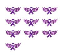 Broches de cinta morada con diseño moderno de dibujos animados, paquete de 10 unidades, insignia conmemorativa para estudiantes y activistas, pin de cinta de uva para caridad, One Size, como se